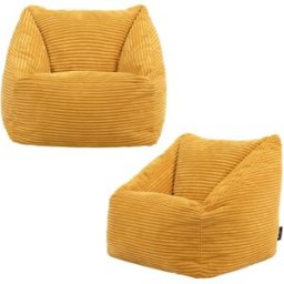 Icon Juego de 2 pufs sillones infantiles de pana amarillo ocre
