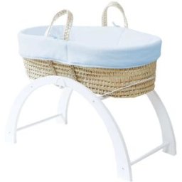 Premiers Moments Moisés con funda de algodón orgánico azul - soporte reversible blanco