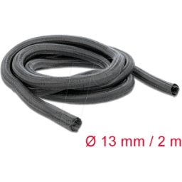 DELOCK 18853 - Funda trenzada de cierre automático 2 m x 13 mm, color negro