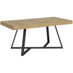 Ityhome Mesa extensible 200/460x90 cm Booster efecto madera roble natural patas antracita