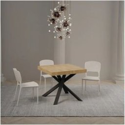 ITAMOBY Mesa extensible 90/194x90 cm Clerk roble natural patas antracita