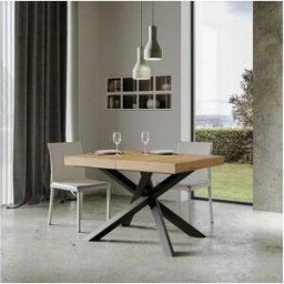 ITAMOBY Mesa extensible 130/390x90 cm Volantis roble natural patas antracita