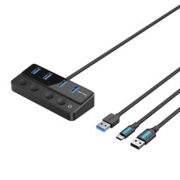 Hub USB Vention 4 puertos 5Gbps modelo CHWBF con USB Tipo-C PD y cable 1m