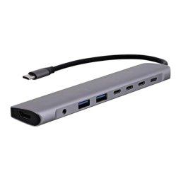 Concentrador USB-C TnB HUBALU8C 8 en 1 HDMI 4K 60 Hz PD 100 W