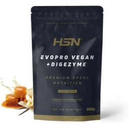 HSN Evopro vegan (mezcla proteínas premium) + DigeZyme® 500g vainilla y caramelo - Proteínas Liberación Secuencial - Polvo - 14 Servicios
