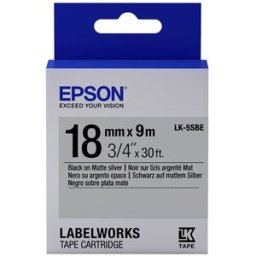 Epson LK-5SBE Cinta negro mate sobre plateado 18mm (C53S655013)