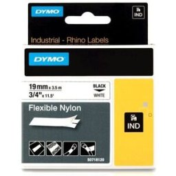 Dymo 18489 (S0718120) nylon flexible negro sobre blanco 19mm