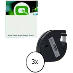 Pack x3: Q-Nomic 91201 (S0721610) cinta plástica negro sobre blanco 12mm