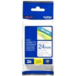 Brother TZe-253 cinta 24mm texto azul sobre blanco (8M)
