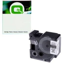 Q-Nomic 1734524 IND RHINO cinta nylon flexible negro sobre blanco 24mm
