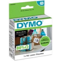 Dymo S0929120 etiqueta cuadrada negro sobre blanco 25 x 25mm