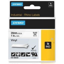Dymo 1805430 IND Rhino cinta vinilo negro sobre blanco 24mm
