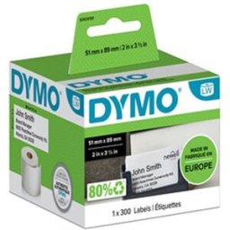 Dymo S0929100 etiqueta no adhesivas negro sobre blanco 51x88mm