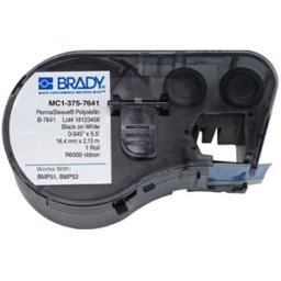 Brady MC-375-7641 cinta termorretráctil negro sobre blanco 16,4 mm x 2,13 m