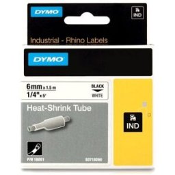 Dymo 18051 (S0718260) cinta tubo termorrectráctil negro sobre blanco 6mm