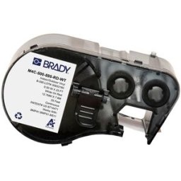 Brady M4C-500-595-RD-WT etiquetas de vinilo blanco sobre rojo 12,70 mm x 7,62 m