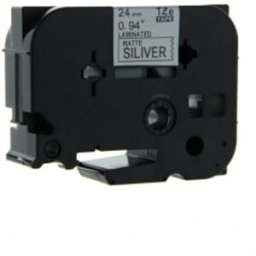 Q-Nomic TZe-M951 cinta metalizada 24mm texto negro sobre plateado mate (8M)