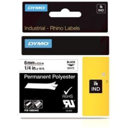 Dymo 1805442 IND Rhino cinta poliéster negro sobre blanco 6mm
