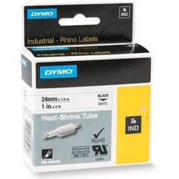 Dymo 1805443 IND Rhino cinta termorretráctil negro sobre blanco 24mm