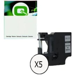 Pack x5: Q-Nomic 40913 (S0720680) cinta negro sobre blanco 9mm
