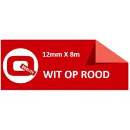 Q-Nomic TZe-435 cinta 12mm texto blanco sobre rojo (8M)
