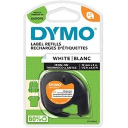 Dymo 18769 (S0718850) cinta tejido termoadhesivo negro sobre blanco 12mm