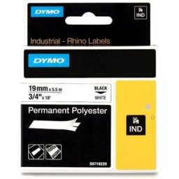 Dymo 18484 (S0718220) IND Rhino poliéster negro sobre blanco 19mm
