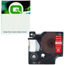 Q-Nomic 1805429 IND Rhino cinta vinilo blanco sobre rojo 24 mm