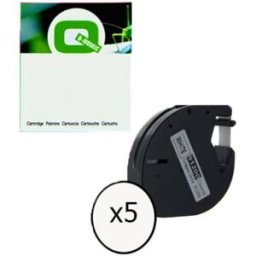 Pack x5: Q-Nomic 91200 (S0721510) cinta de papel negro sobre blanco 12mm