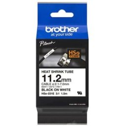 Brother HSe-231E cinta termorretráctil negro sobre blanco (12mm)
