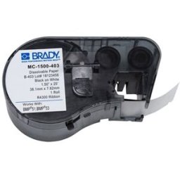 Brady MC-1500-403 cinta de papel negro sobre blanco 38,1 mm x 7,62 mm