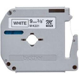 Q-Nomic M-K221SBZ cinta no laminada negra sobre blanco 9 mm
