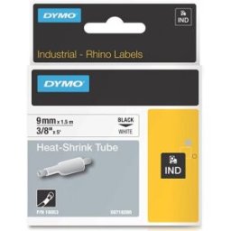 Dymo 18053 (S0718280) cinta tubo termoretráctil negro sobre blanco 9mm