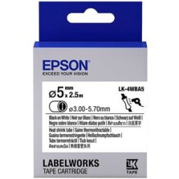 Epson LK-4WBA5 Cinta termoretráctil negro sobre blanco 5mm (C53S654904)