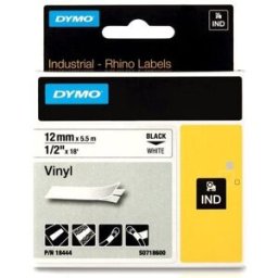 Dymo 18444 (S0718600) IND Rhino cinta vinilo negro sobre blanco 12mm