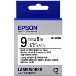 Epson LK-3WBW cinta negro sobre blanco extra fijación 9mm (C53S653007)