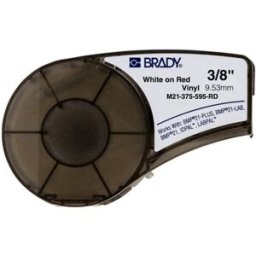 Brady M21-375-595-RD Cinta de vinilo blanco sobre rojo 9,53 mm x 6,40 m