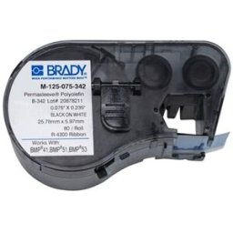 Brady M-125-075-342 cinta termorretráctil negro sobre blanco 19.05 mm x 6.00 mm