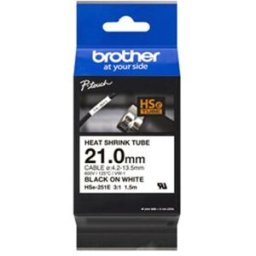 Brother HSe-251E Cinta termoretráctil negro sobre blanco 21 mm