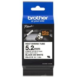 Brother HSe-211E cinta termorretráctil negro sobre blanco (6mm)