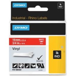 Dymo 1805422 IND Rhino cinta vinilo blanco sobre rojo 19mm