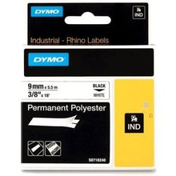 Dymo 18482 (S0718240) poliéster permanente negro sobre blanco 9mm