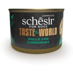 Schesir Taste The World Adult Pollo con Carbonara en Caldo Lata para Perros 4 x 150 gr