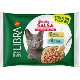 Libra Pack Sobres en Salsa Pollo y Pavo para Gatos Adultos 4 x 85 gr