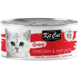Kit Cat Gato Pollo y Atún Bonito Skipjack en Salsa Latas 12 x 70 gr