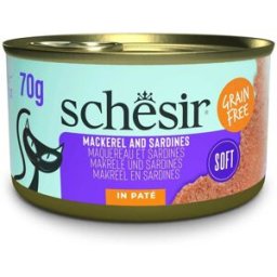Schesir Grill Adult Caballa y Sardinas en Paté Lata para Gatos 6 x 70 gr