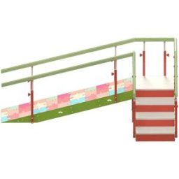 Escalera infantil con rampa: Cuatro escalones con pasamanos regulable