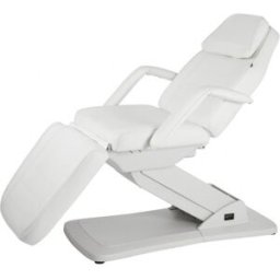 Sillón camilla de estética Ster: Eléctrico con tres motores para regular la altura e inclinación del respaldo, reposabrazos extraíble y agujero facial