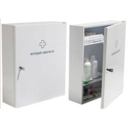 Botiquín B-2 con llave de acero esmaltado en blanco