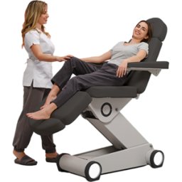 Sillón Camilla de estética y belleza BLIGHT 502: Eléctrico con 4 motores. Reposabrazos y reposacabezas abatibles y extraíbles (Blanco o Gris Oscuro)